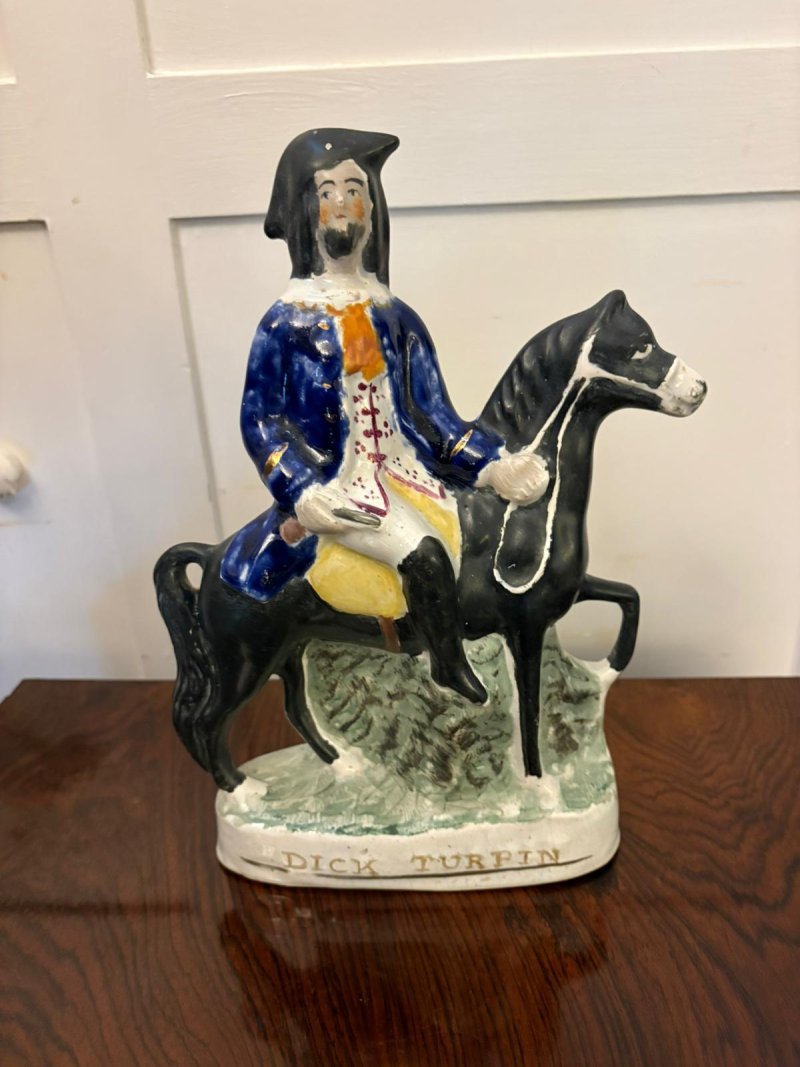 Antique Staffordshire Figure of Dick Turpin on Horseback